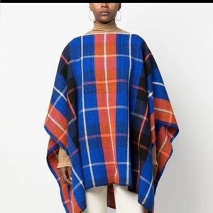 Blue and Red Plaid Women's Cape